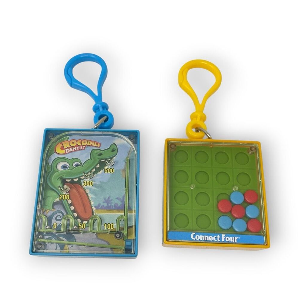 Hasbro Lot of 2 Travel Keychain Games Crocodile Dentist & Connect 4 Vintage 2006